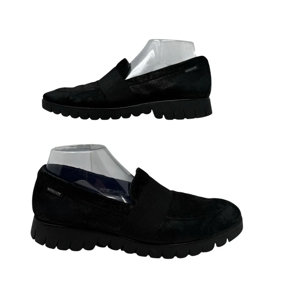 Mephisto Loafers Men's 10.5‎ Air Jet Black Suede Slip On Casual Walking Shoes